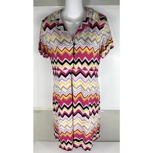 Diane Von Furstenberg DVF Women’s MONIR Silk Dress Chevron Zip Zag 4 NO BELT!